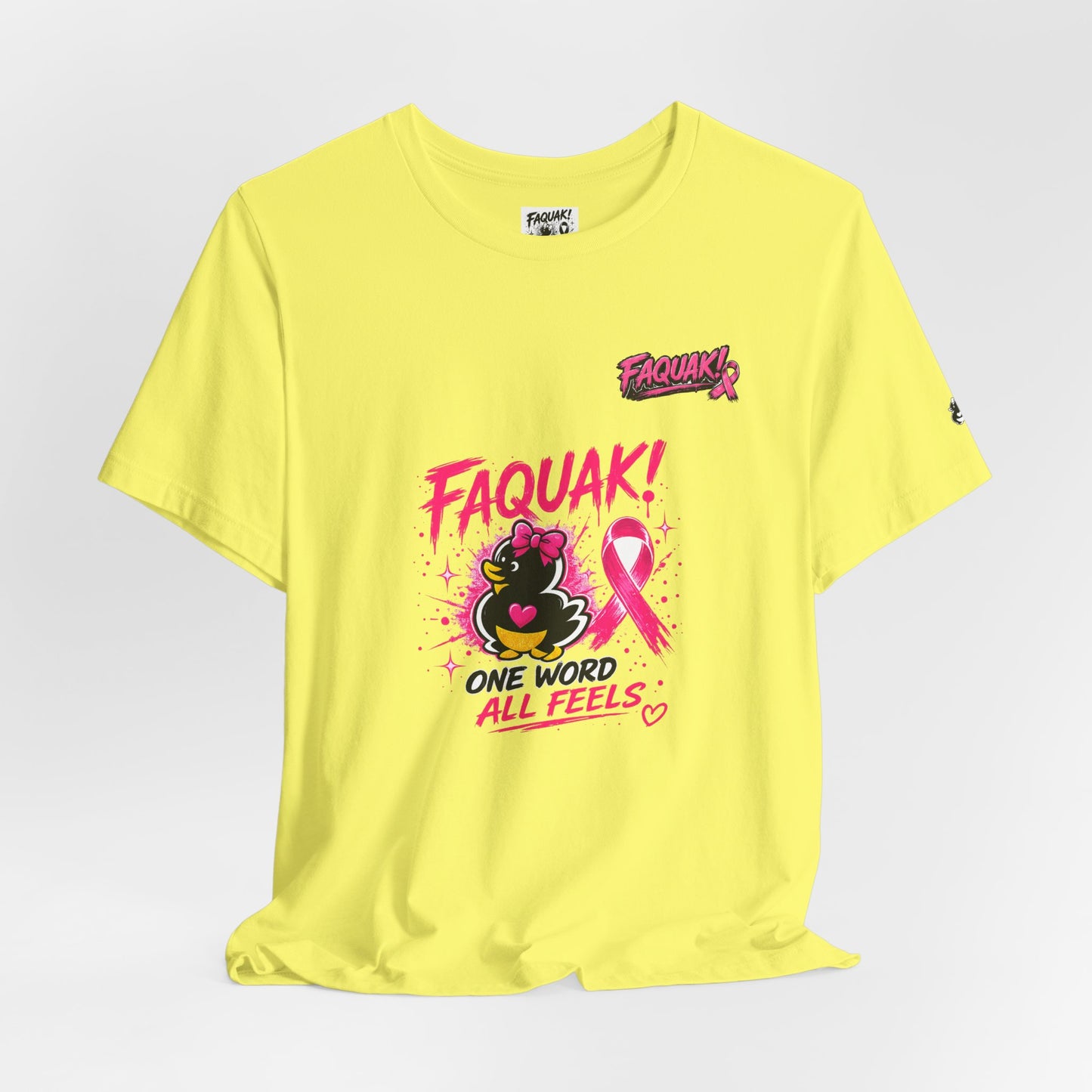 FAQUAK! Duck with Pink Ribbon T-Shirt | Breast Cancer Awareness Tee