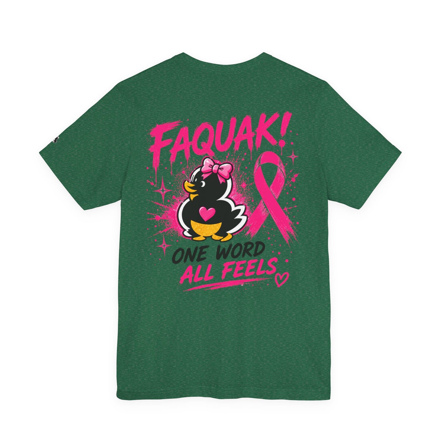FAQUAK! Duck with Pink Ribbon T-Shirt | Breast Cancer Awareness Tee