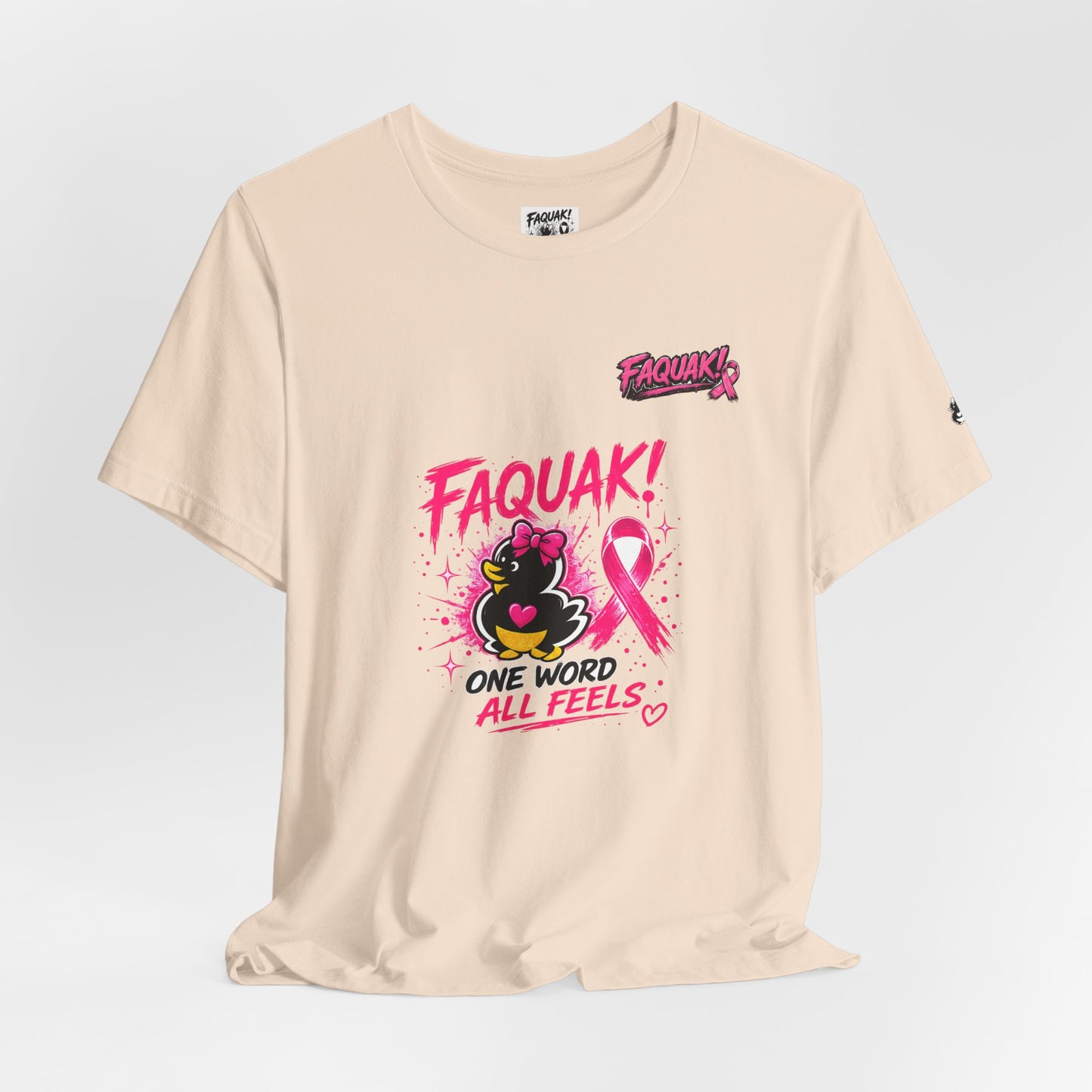 FAQUAK! Duck with Pink Ribbon T-Shirt | Breast Cancer Awareness Tee