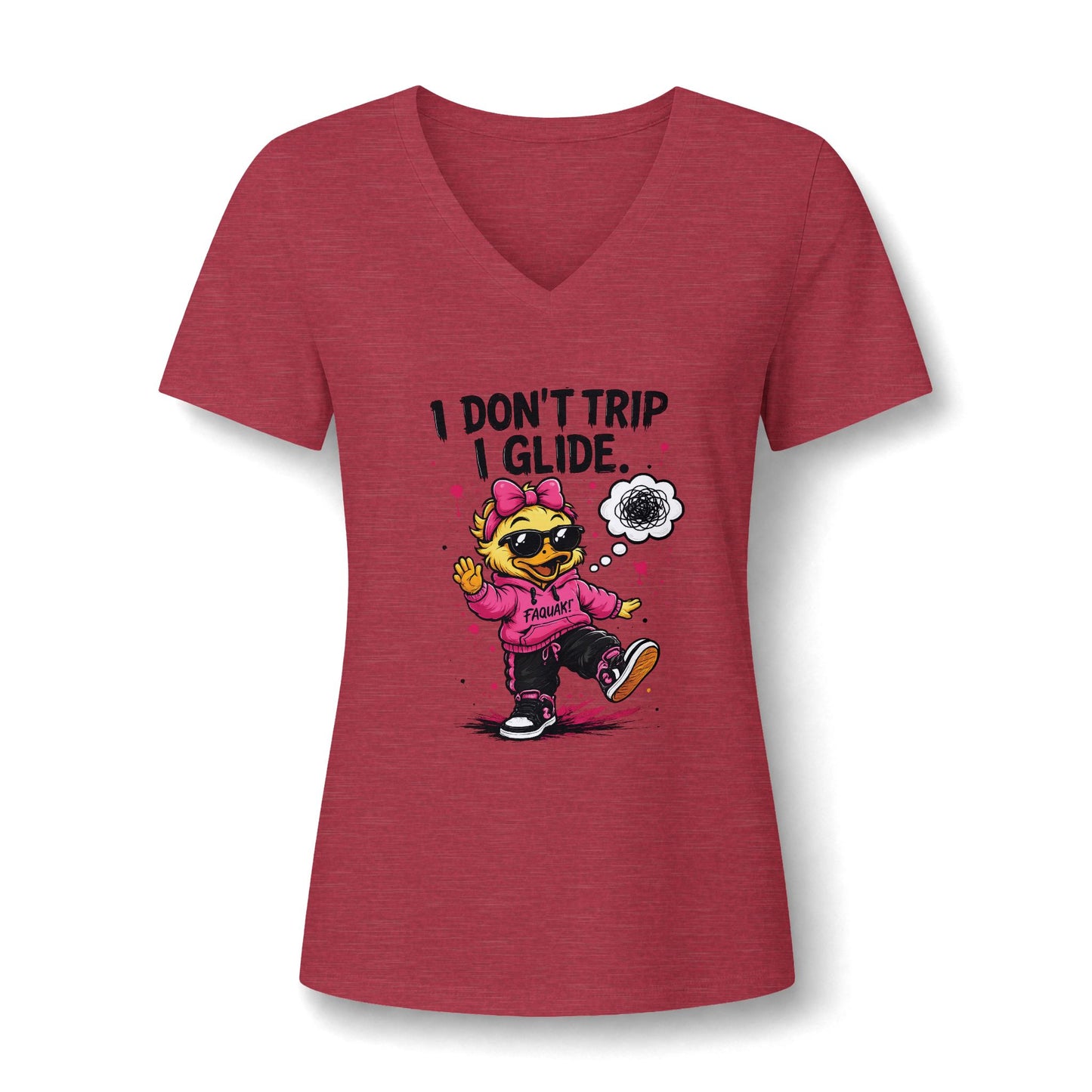 Faquak! Feeling's- Women's Relaxed Heather CVC V-Neck Tee
