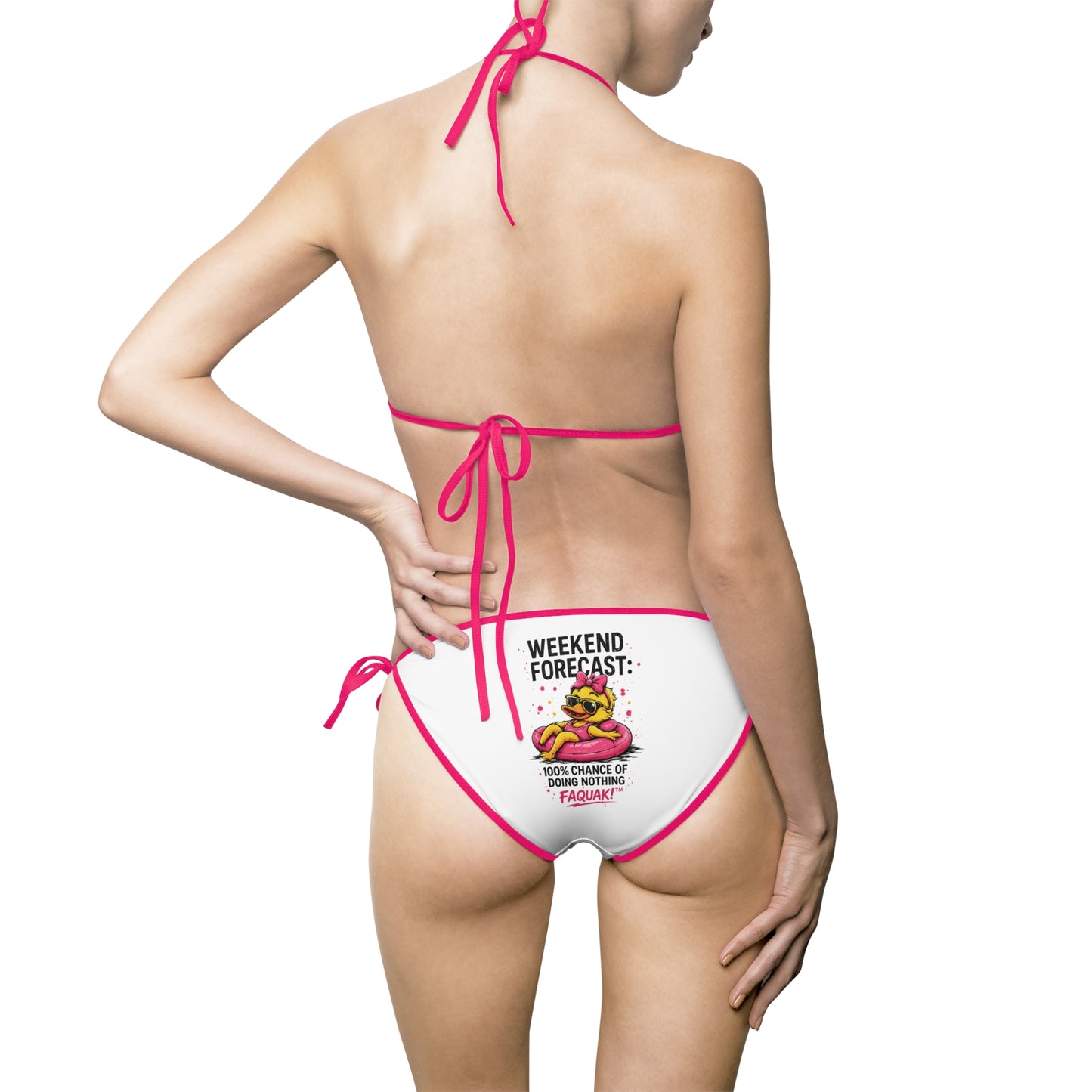 White Floral Heart Bikini — Women's Two-Piece Swimwear with Tiny Flower Emblem