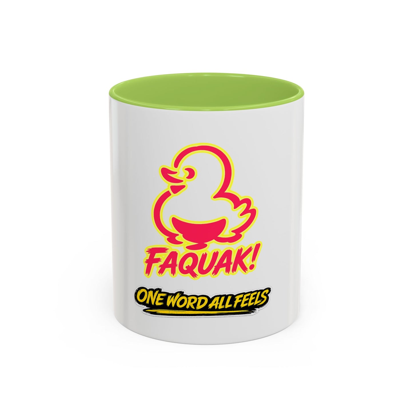 Faquak! Duck Graphic Coffee Mug — Funny One Word All Feels Accent Mug