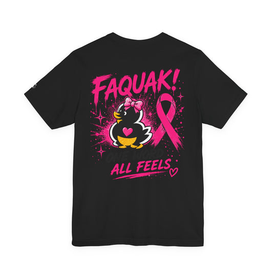 FAQUAK! Duck with Pink Ribbon T-Shirt | Breast Cancer Awareness Tee