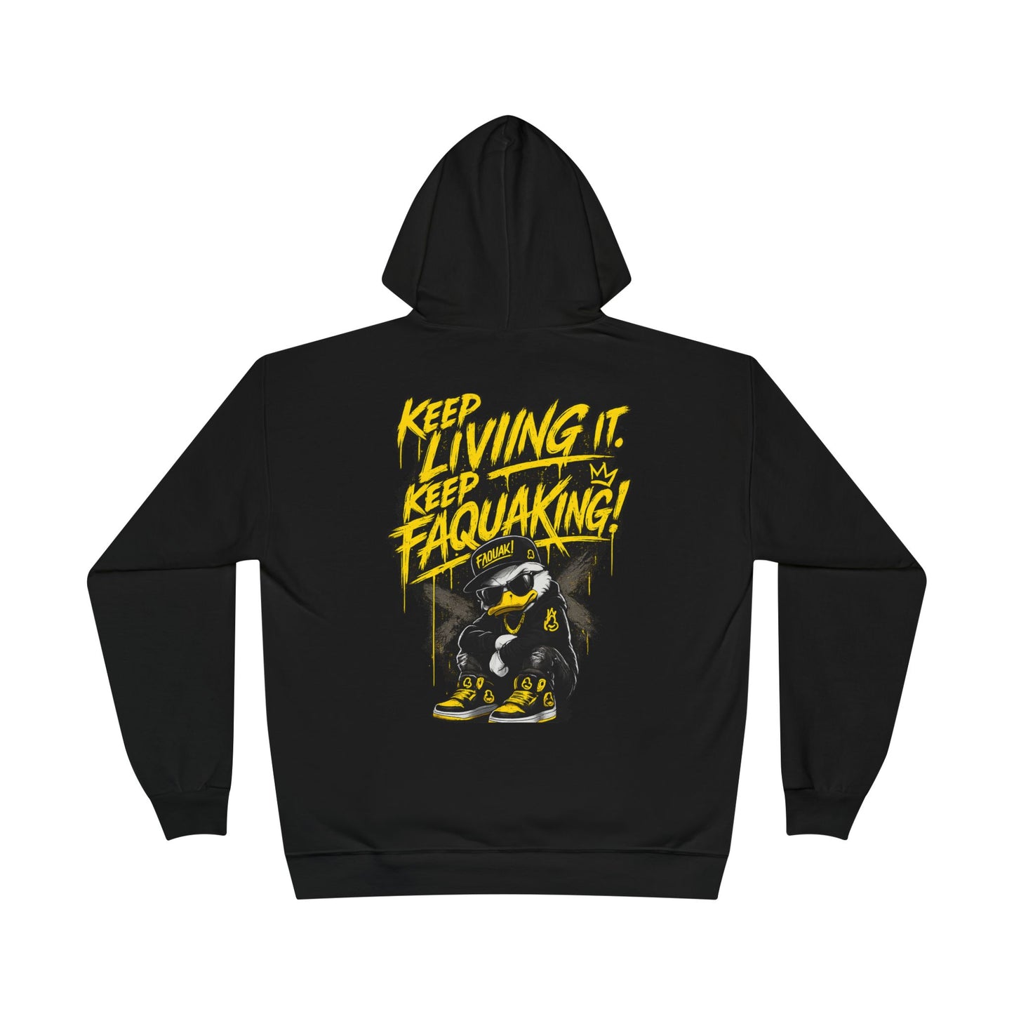 Faquak Graphic Hoodie – "Keep Living It, Keep Faquaking" Streetwear Pullover