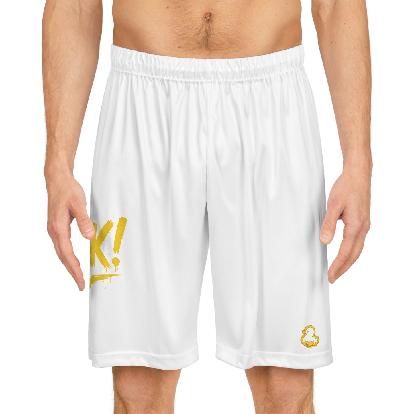 FAQUAK! White Basketball Shorts — All-Over Print Athletic Shorts