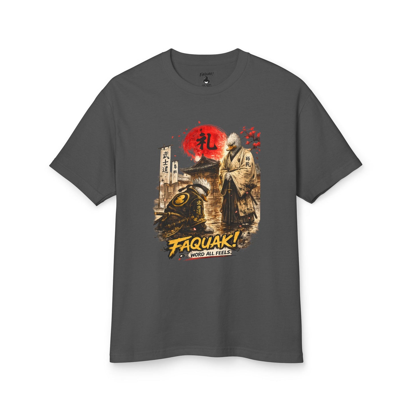 Samurai Duck Graphic Tee — "FAQUAK! You Broke All Rules" Vintage Japan-Inspired T-Shirt