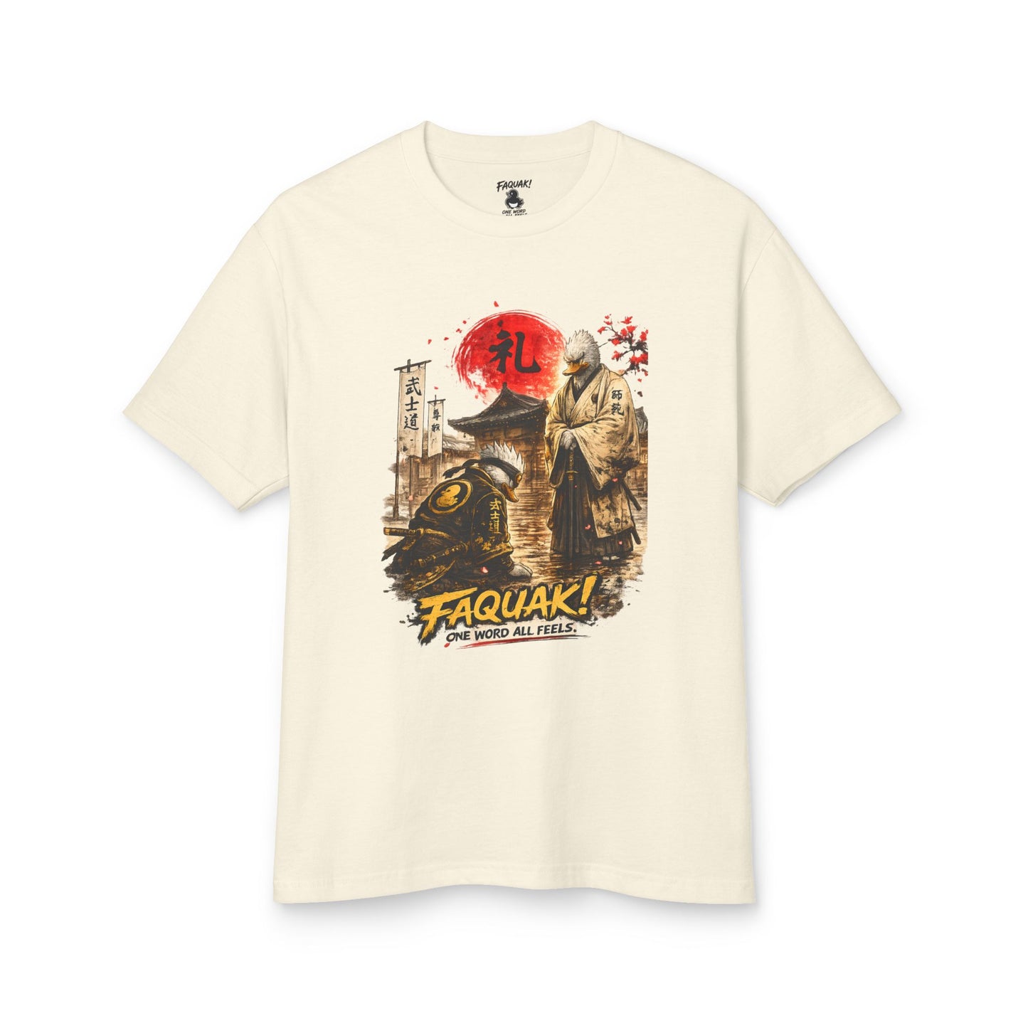 Samurai Duck Graphic Tee — "FAQUAK! You Broke All Rules" Vintage Japan-Inspired T-Shirt