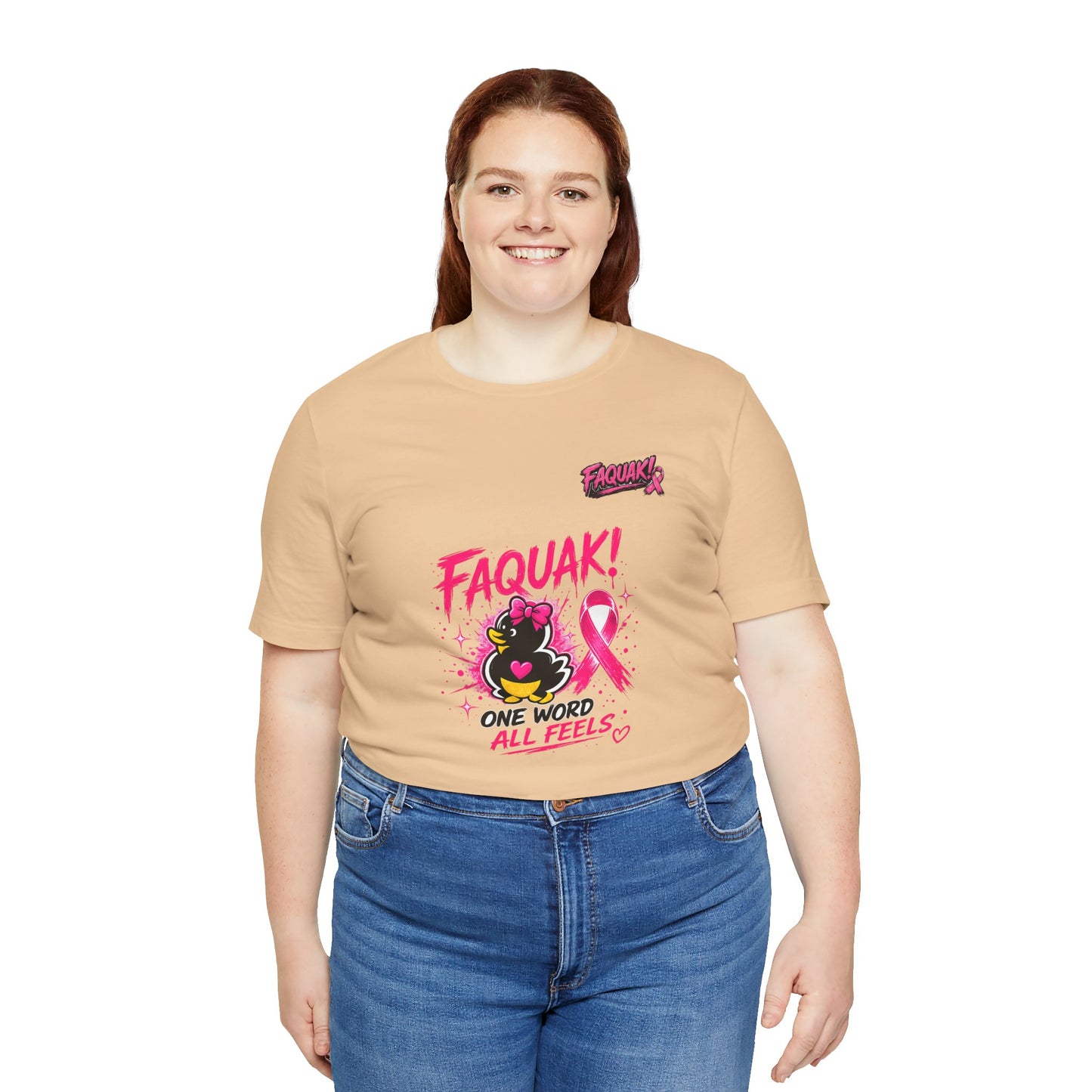 FAQUAK! Duck with Pink Ribbon T-Shirt | Breast Cancer Awareness Tee