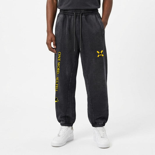 Heavyweight Fleece-Lined Washed Jogger Pants for Men|355GSM DTG