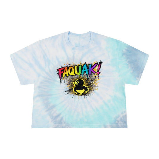 FAQUAK! Duck Graphic Tie-Dye Crop Tee — Cute Retro Streetwear for Women