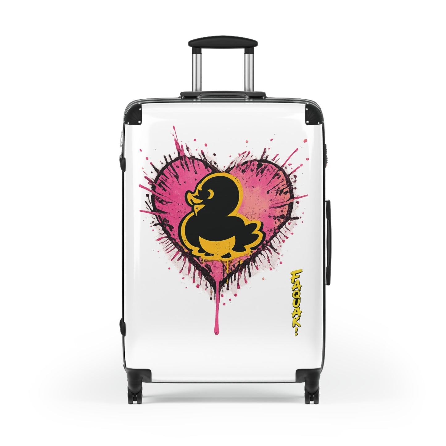 Black Faquak! Duck Heart Print Carry-On Luggage