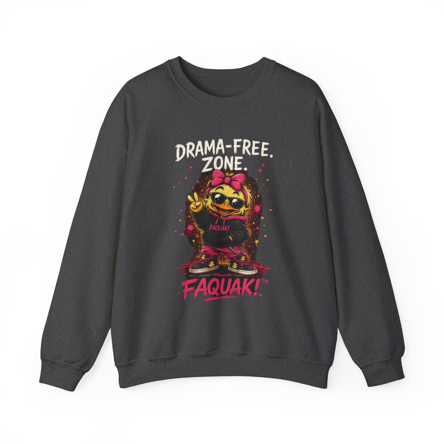Drama-Free- Crewneck Sweatshirt — Cute Skate Duck Graphic
