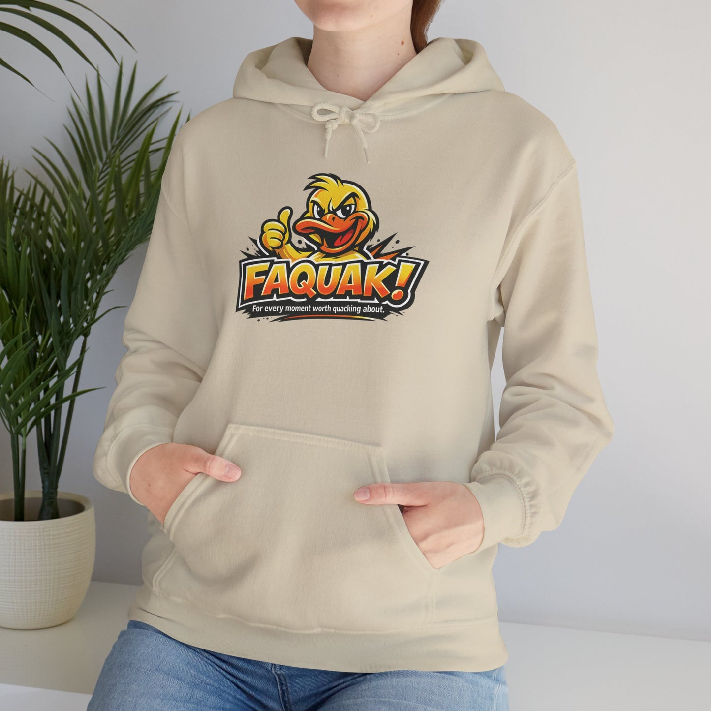 Faquak! Duck Logo Hoodie – Funny Retro Mascot Graphic Sweatshirt