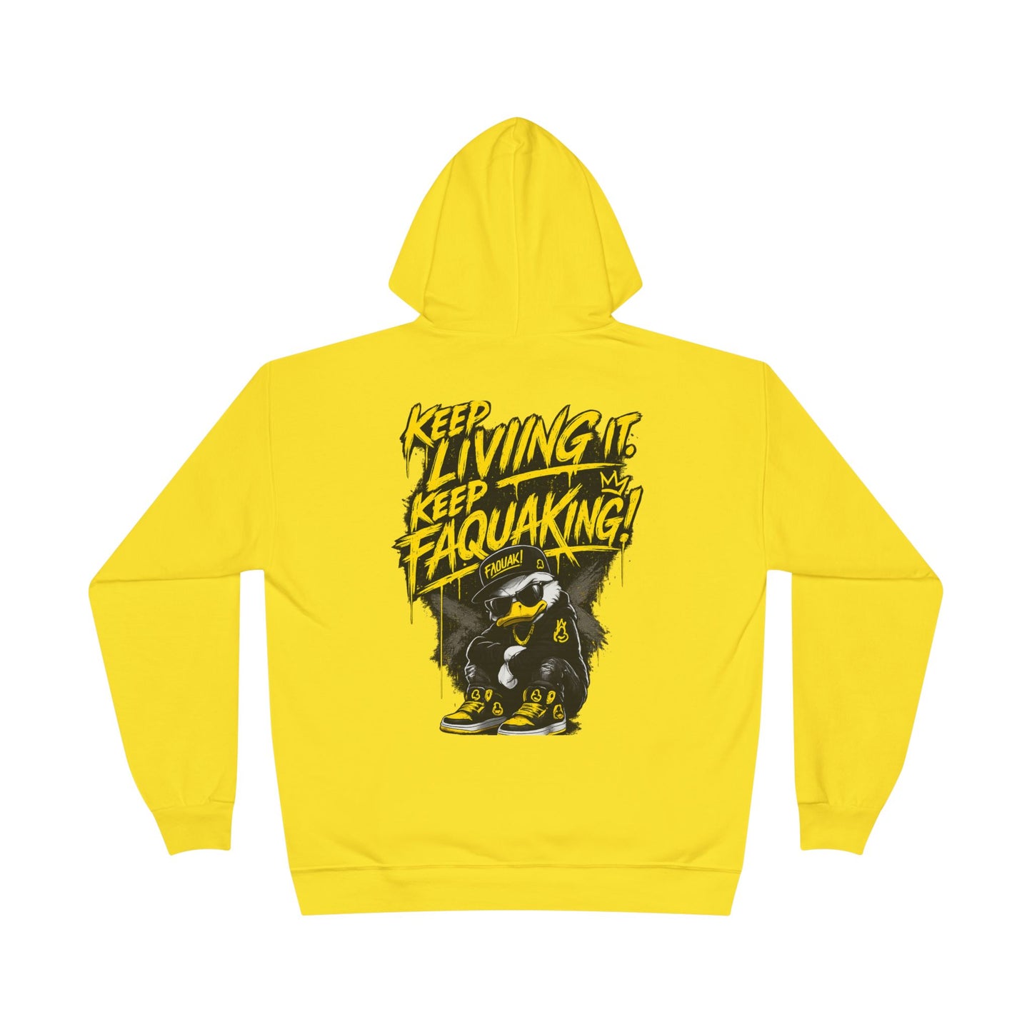 Faquak Graphic Hoodie – "Keep Living It, Keep Faquaking" Streetwear Pullover