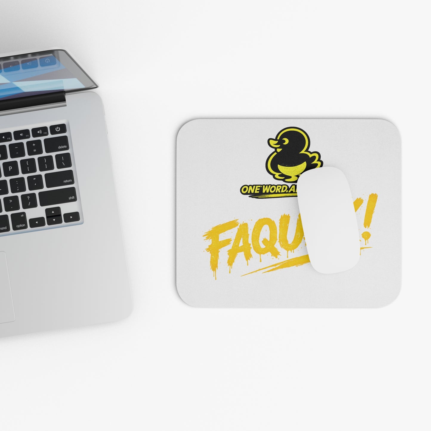 Faquack! Mouse Pad — One Word. All Feels. Yellow Duck Desk Mat