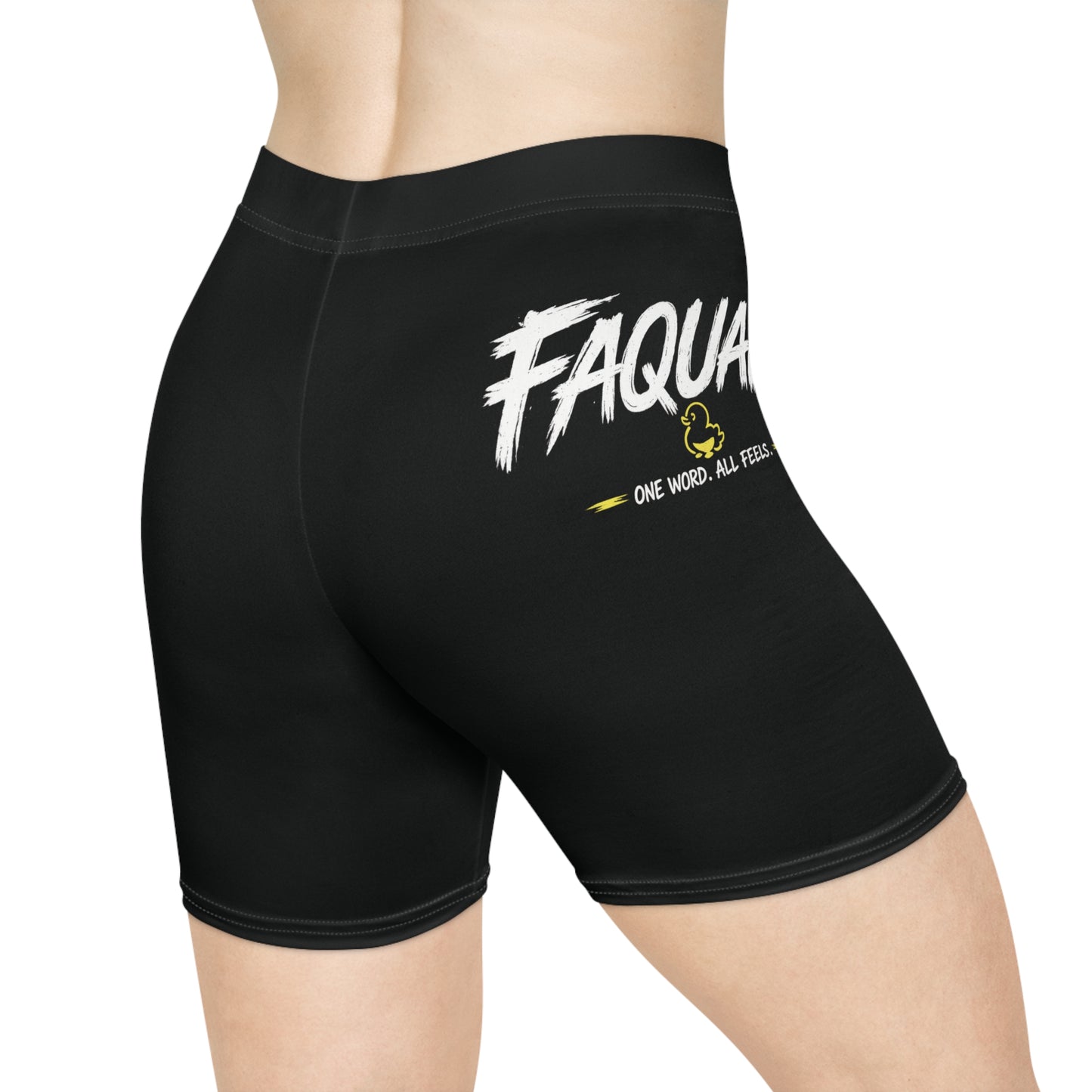 Quack! Graphic Biker Shorts — Cute Yellow Duck Athletic Shorts
