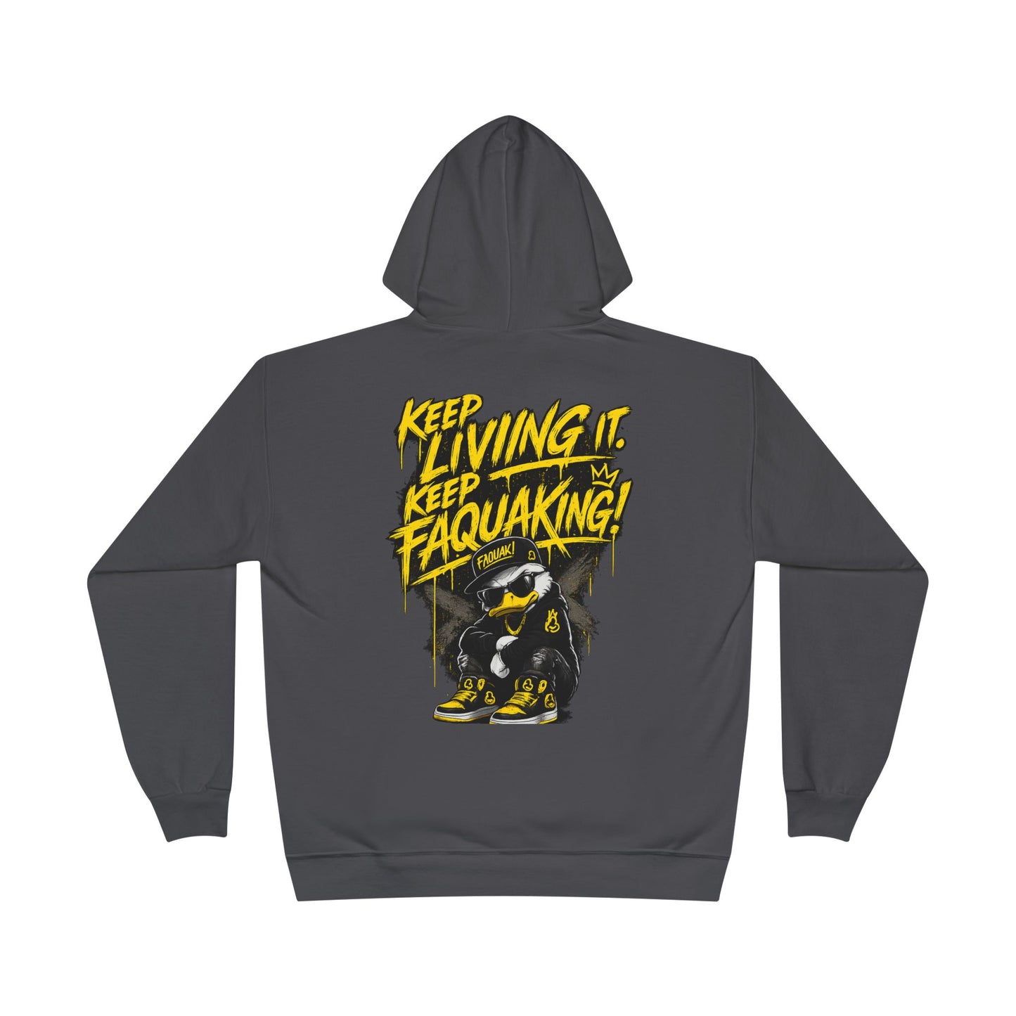 Faquak Graphic Hoodie – "Keep Living It, Keep Faquaking" Streetwear Pullover