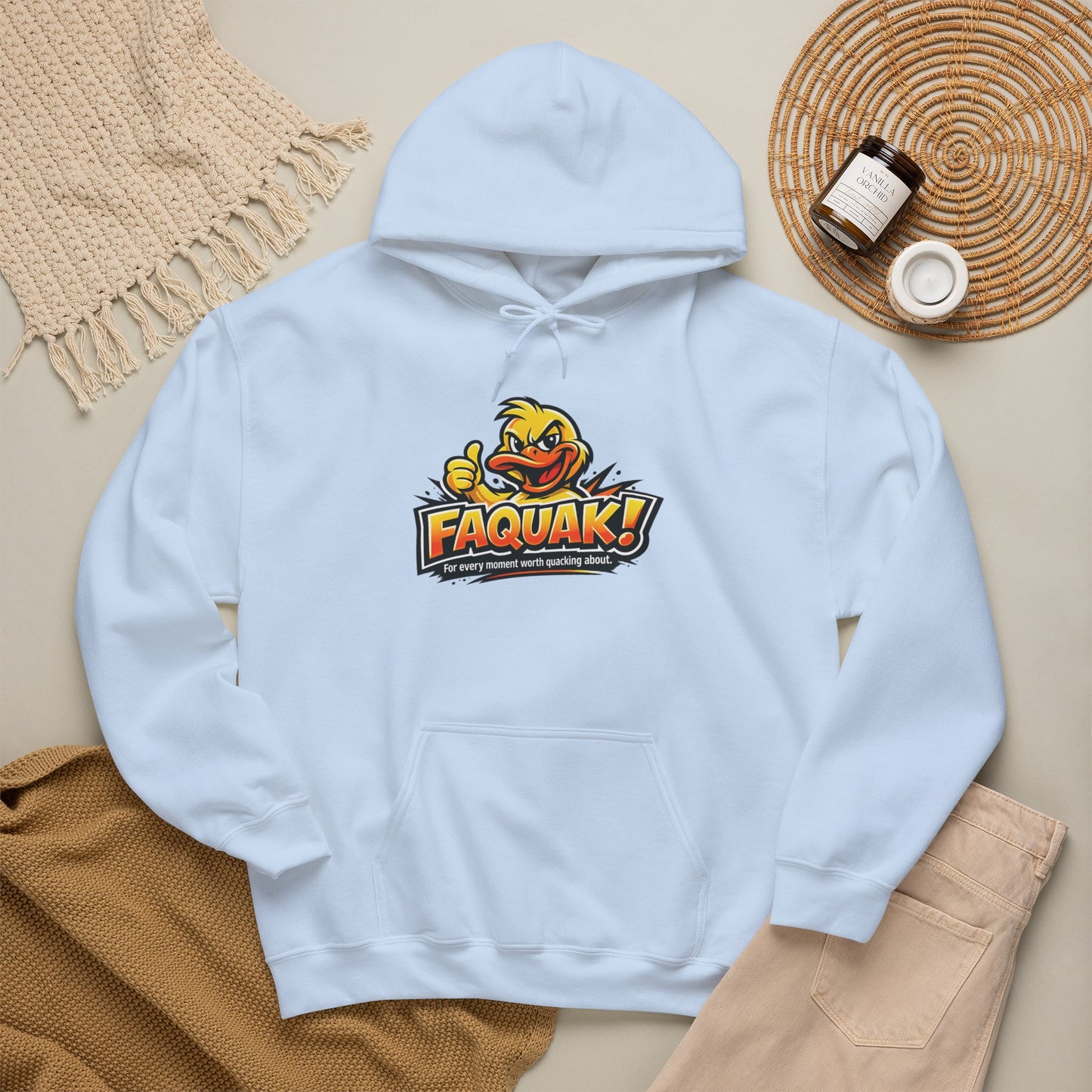 Faquak! Duck Logo Hoodie – Funny Retro Mascot Graphic Sweatshirt