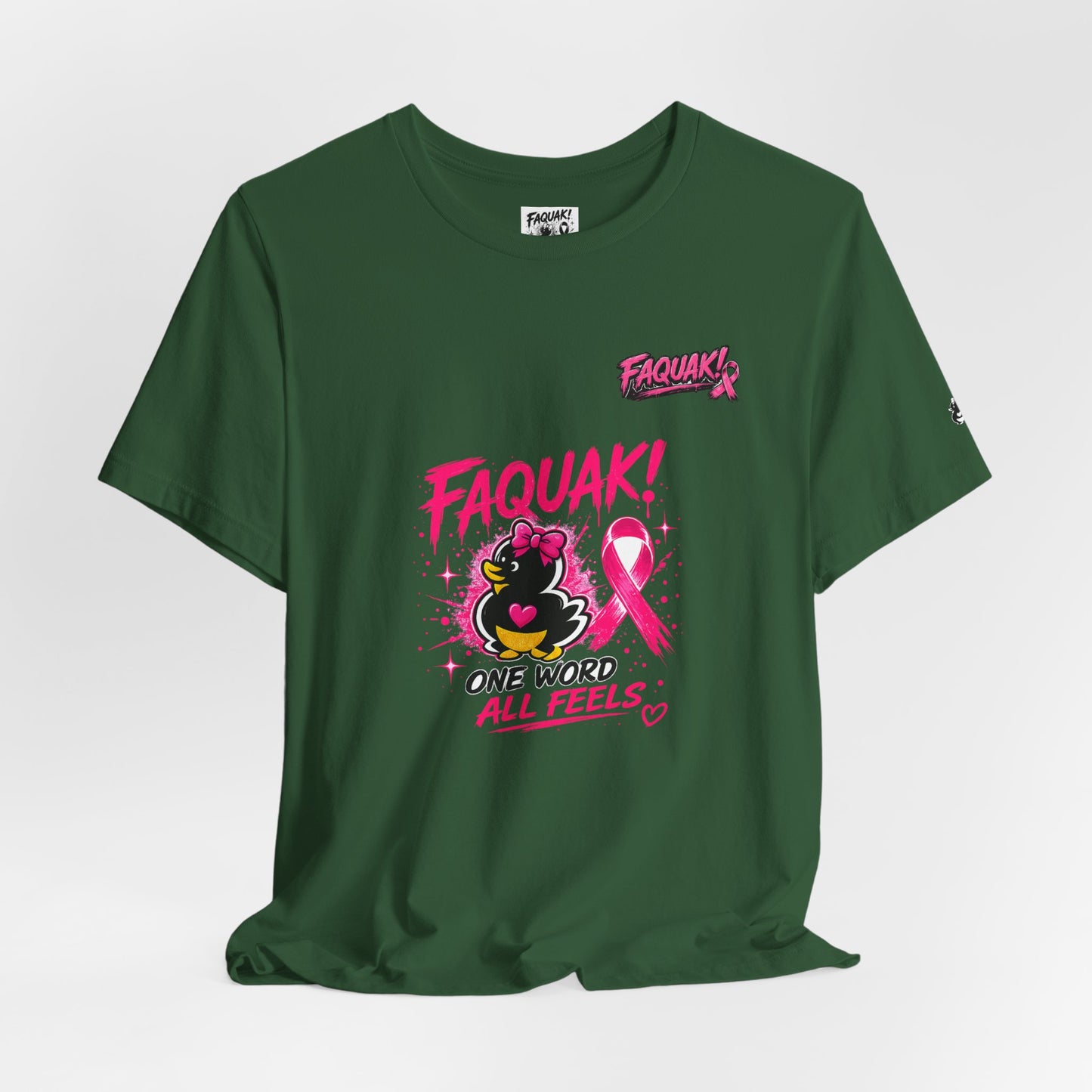FAQUAK! Duck with Pink Ribbon T-Shirt | Breast Cancer Awareness Tee