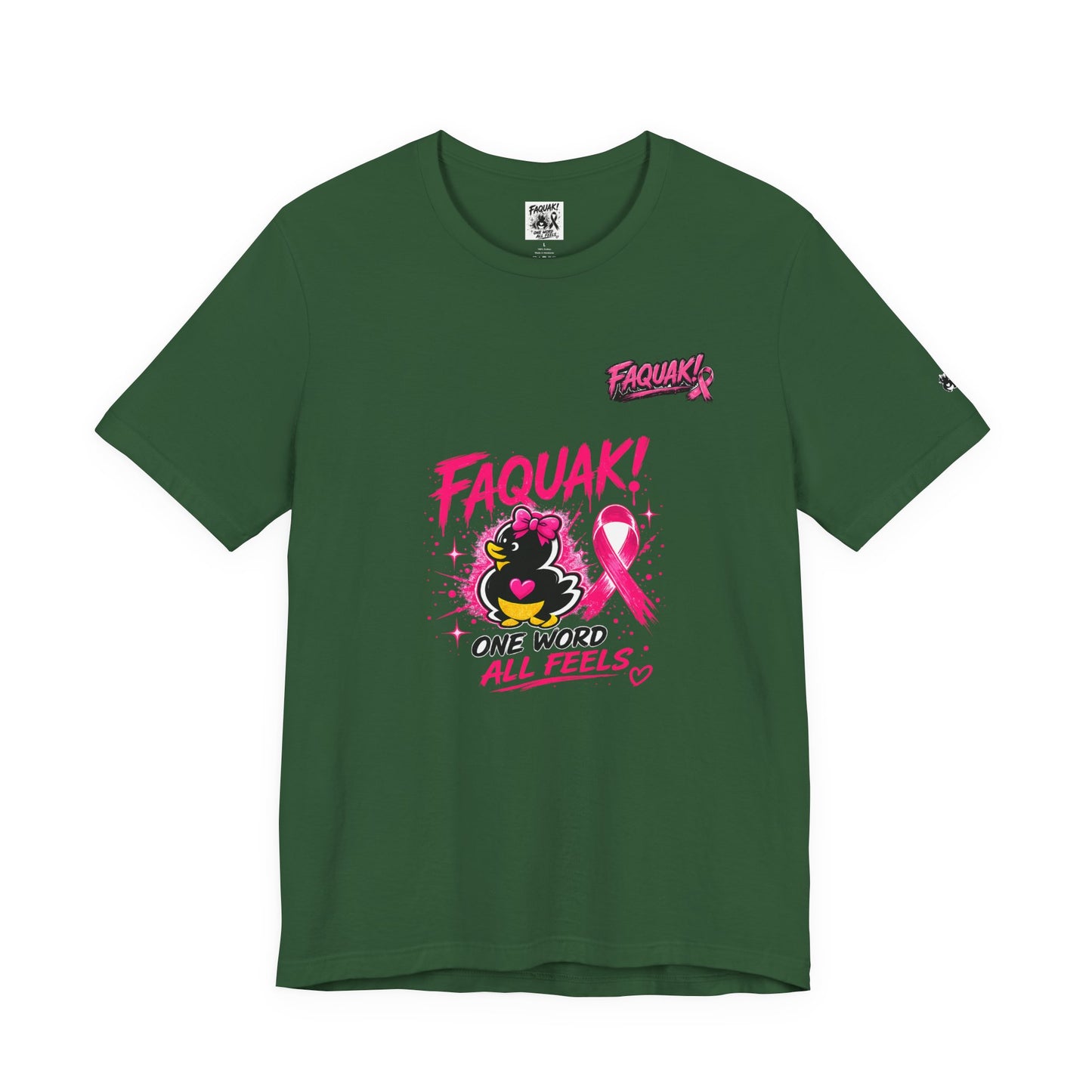 FAQUAK! Duck with Pink Ribbon T-Shirt | Breast Cancer Awareness Tee