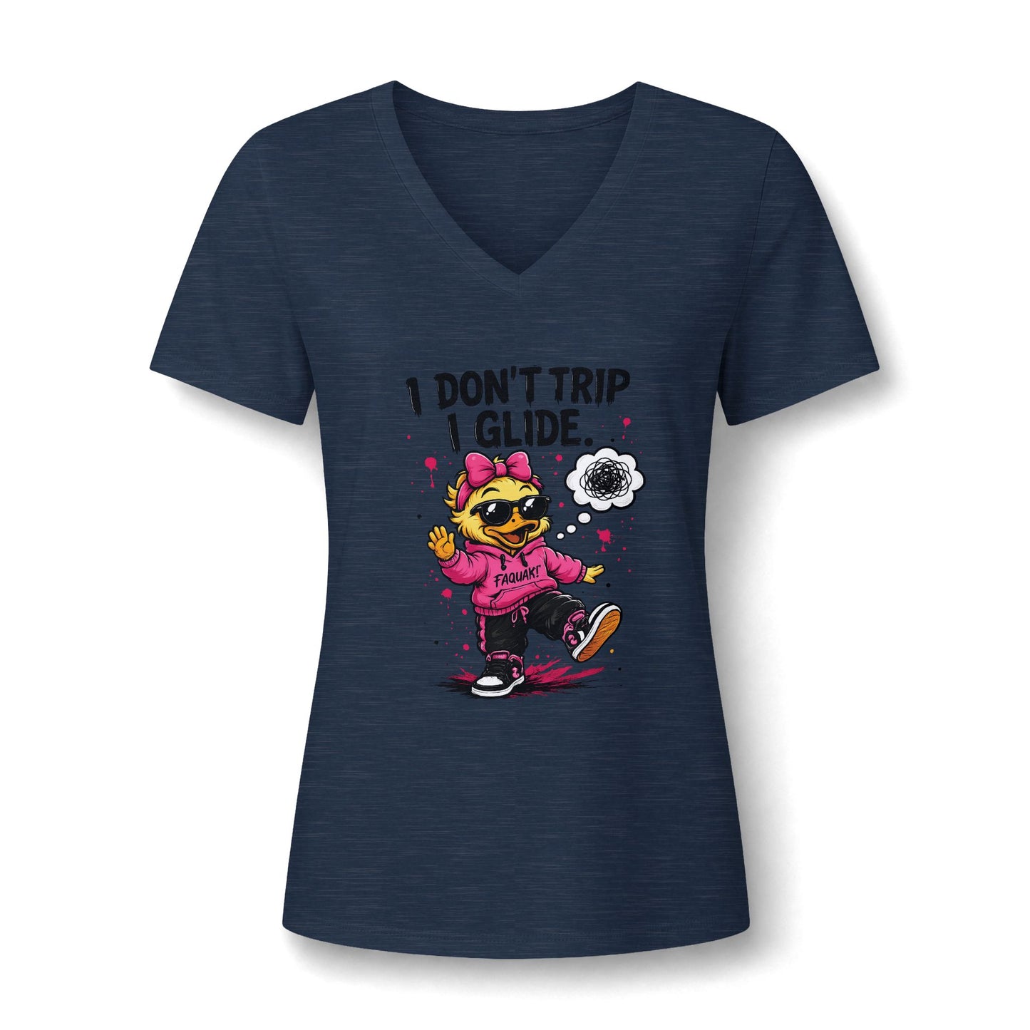 Faquak! Feeling's- Women's Relaxed Heather CVC V-Neck Tee