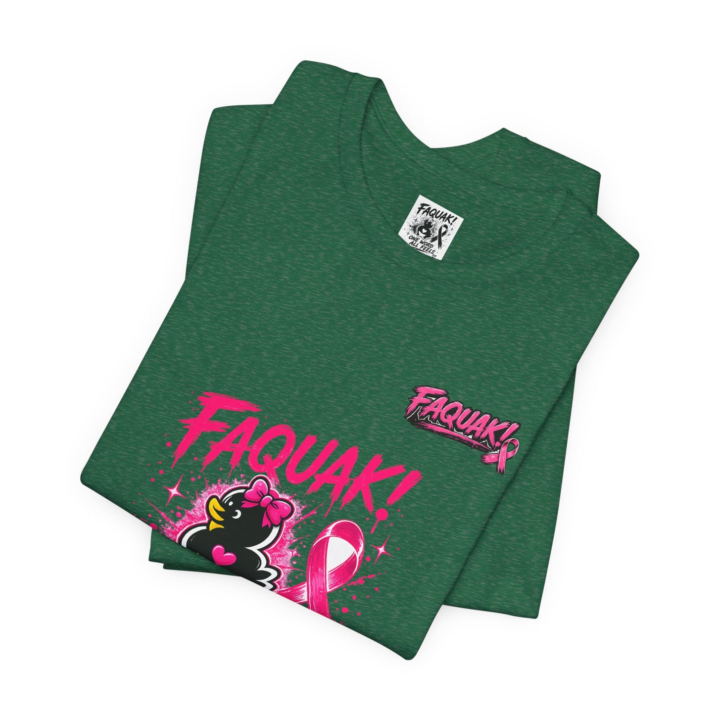 FAQUAK! Duck with Pink Ribbon T-Shirt | Breast Cancer Awareness Tee