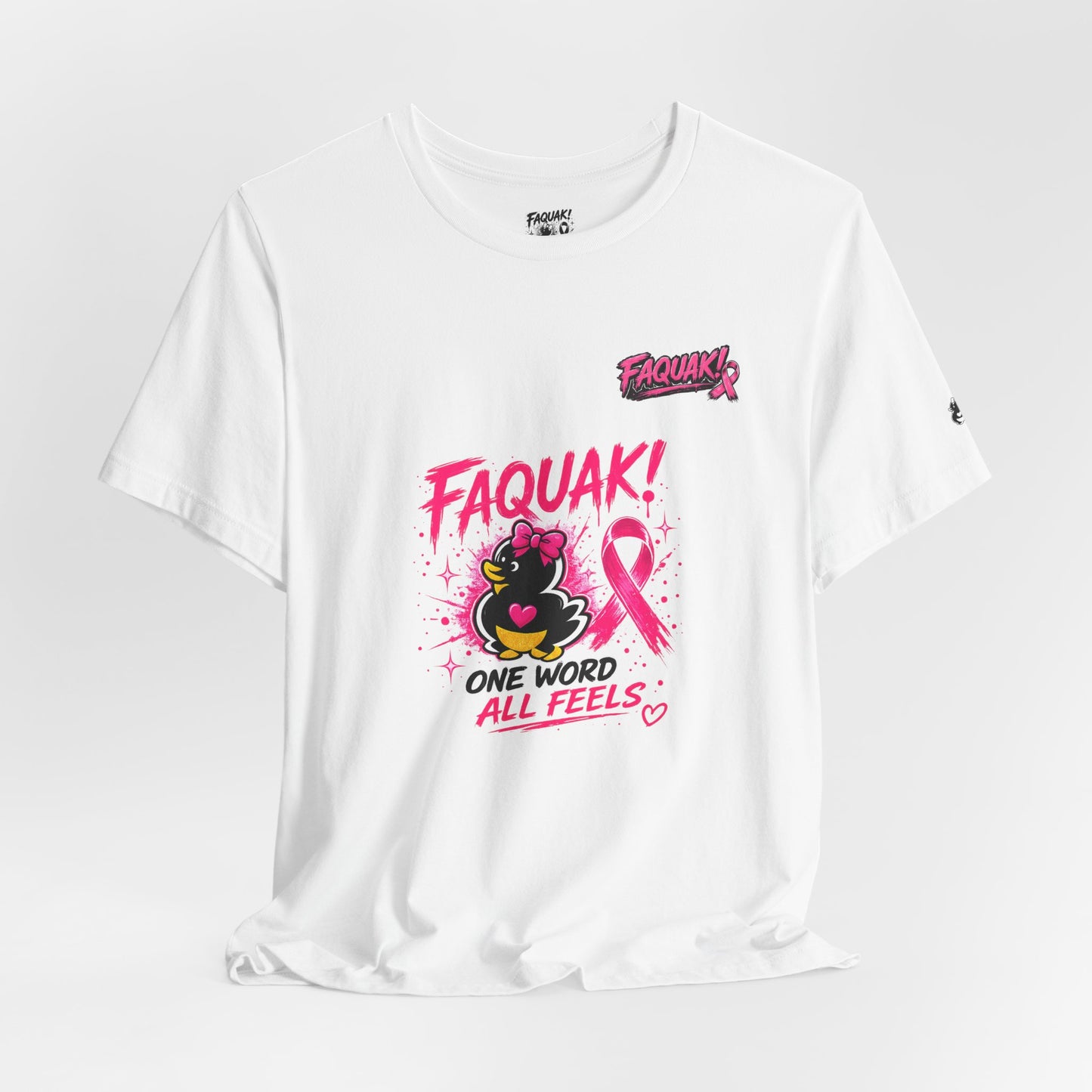 FAQUAK! Duck with Pink Ribbon T-Shirt | Breast Cancer Awareness Tee