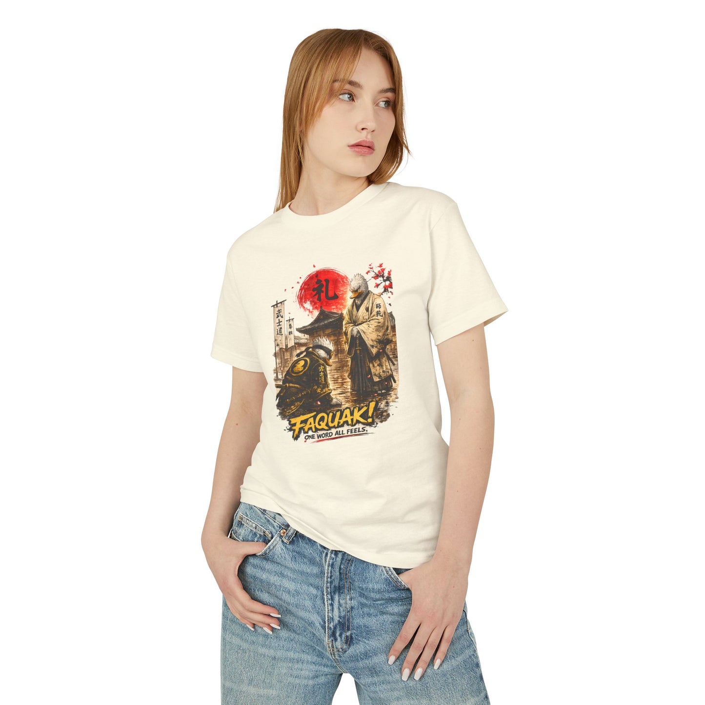 Samurai Duck Graphic Tee — "FAQUAK! You Broke All Rules" Vintage Japan-Inspired T-Shirt