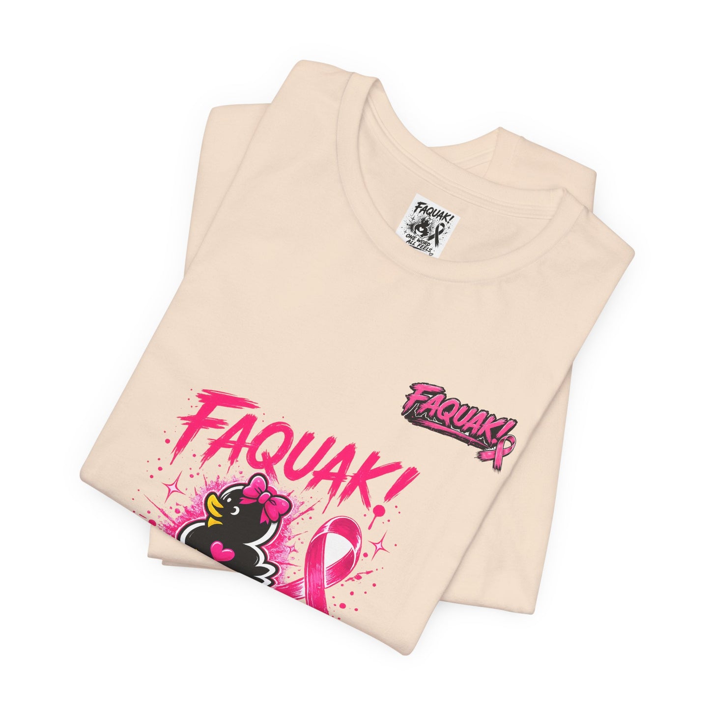 FAQUAK! Duck with Pink Ribbon T-Shirt | Breast Cancer Awareness Tee