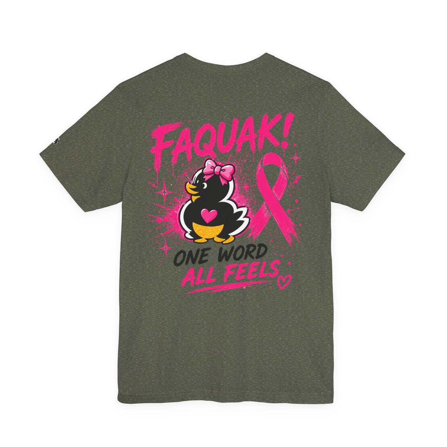 FAQUAK! Duck with Pink Ribbon T-Shirt | Breast Cancer Awareness Tee