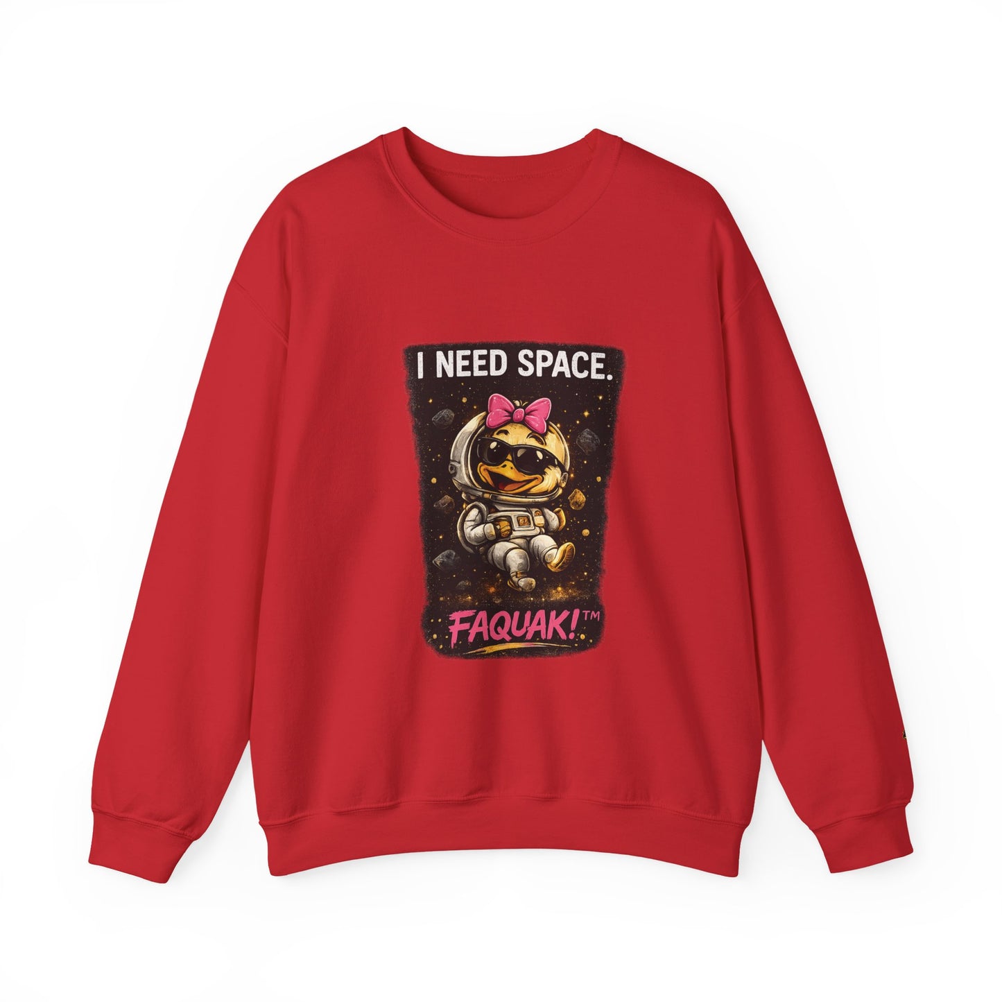 Need Space I Glide Crewneck Sweatshirt — Cute Skate Duck Graphic