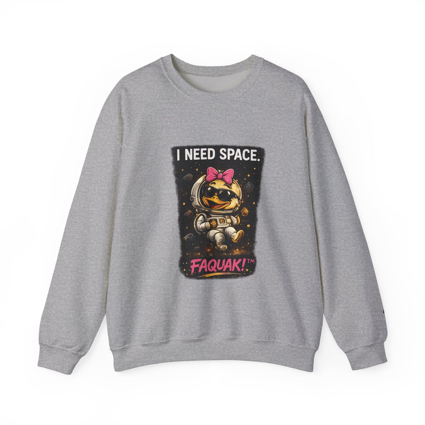 Need Space I Glide Crewneck Sweatshirt — Cute Skate Duck Graphic