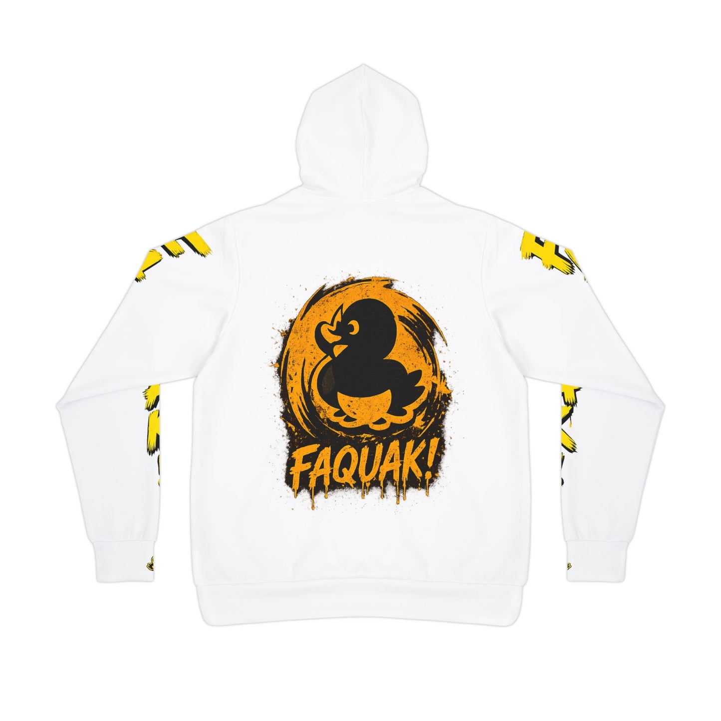 White Athletic Hoodie — FAQUAK! Rubber Duck Graphic Pullover