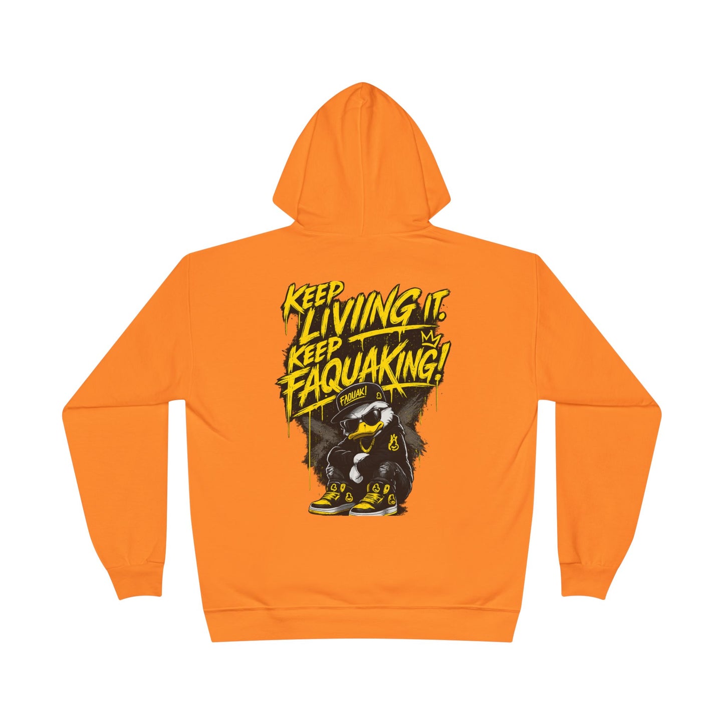 Faquak Graphic Hoodie – "Keep Living It, Keep Faquaking" Streetwear Pullover