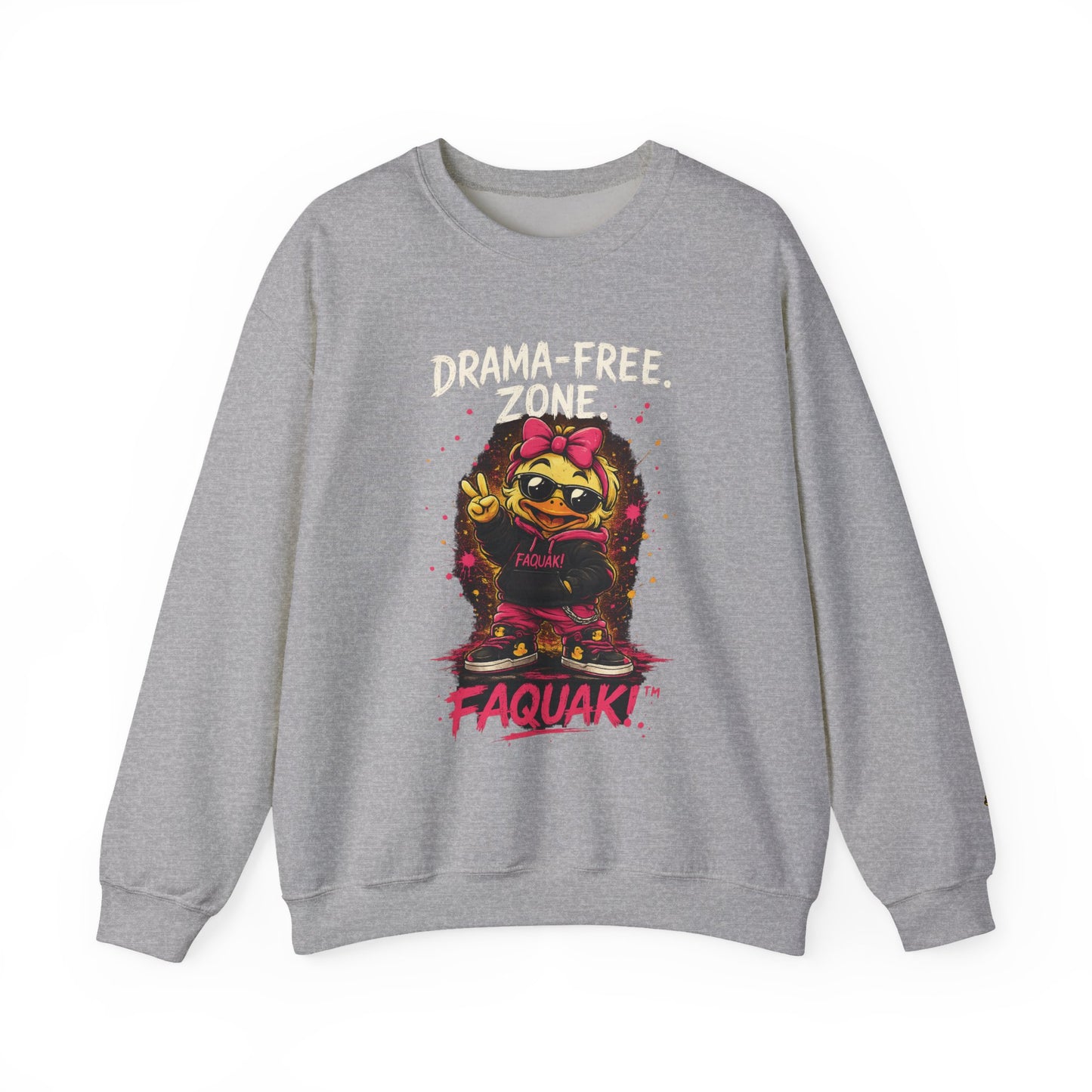 Drama-Free- Crewneck Sweatshirt — Cute Skate Duck Graphic