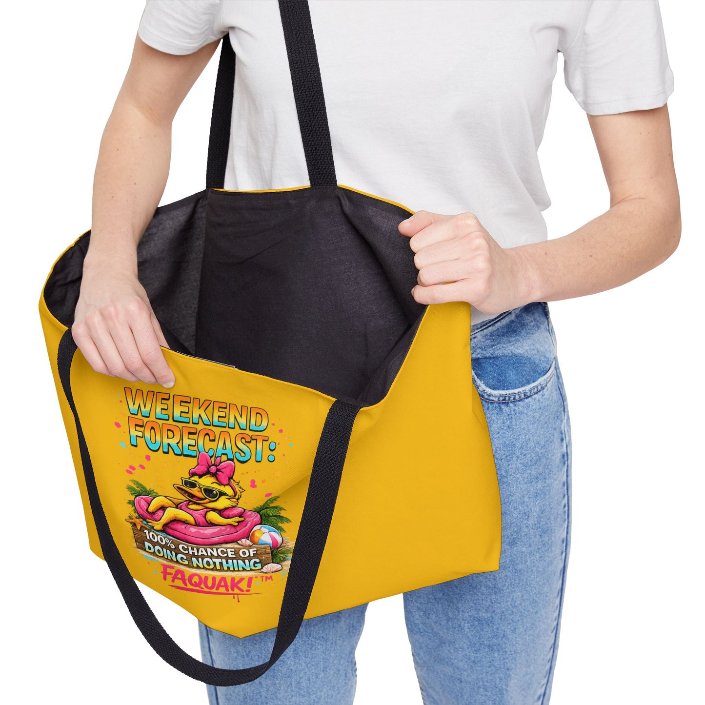 Weekender Tote Bag — “Weekend Forecast: 100% Chance of Doing Nothing” Beach Vacation Tote