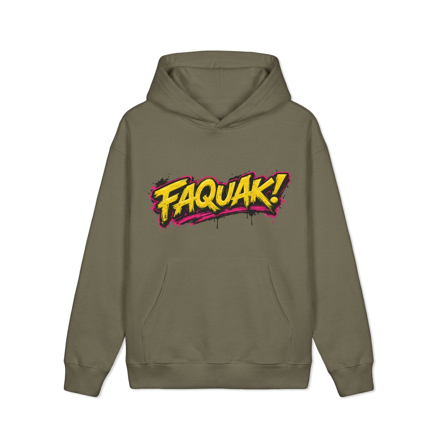 FAQUAK! Graphic Hoodie — Retro Graffiti Front & Yellow Duck Back