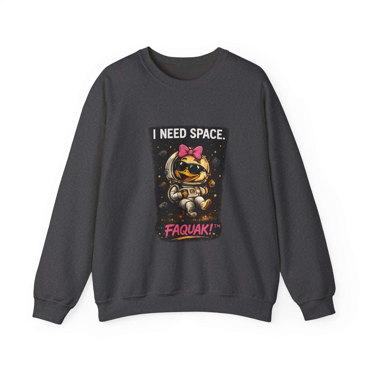 Need Space I Glide Crewneck Sweatshirt — Cute Skate Duck Graphic