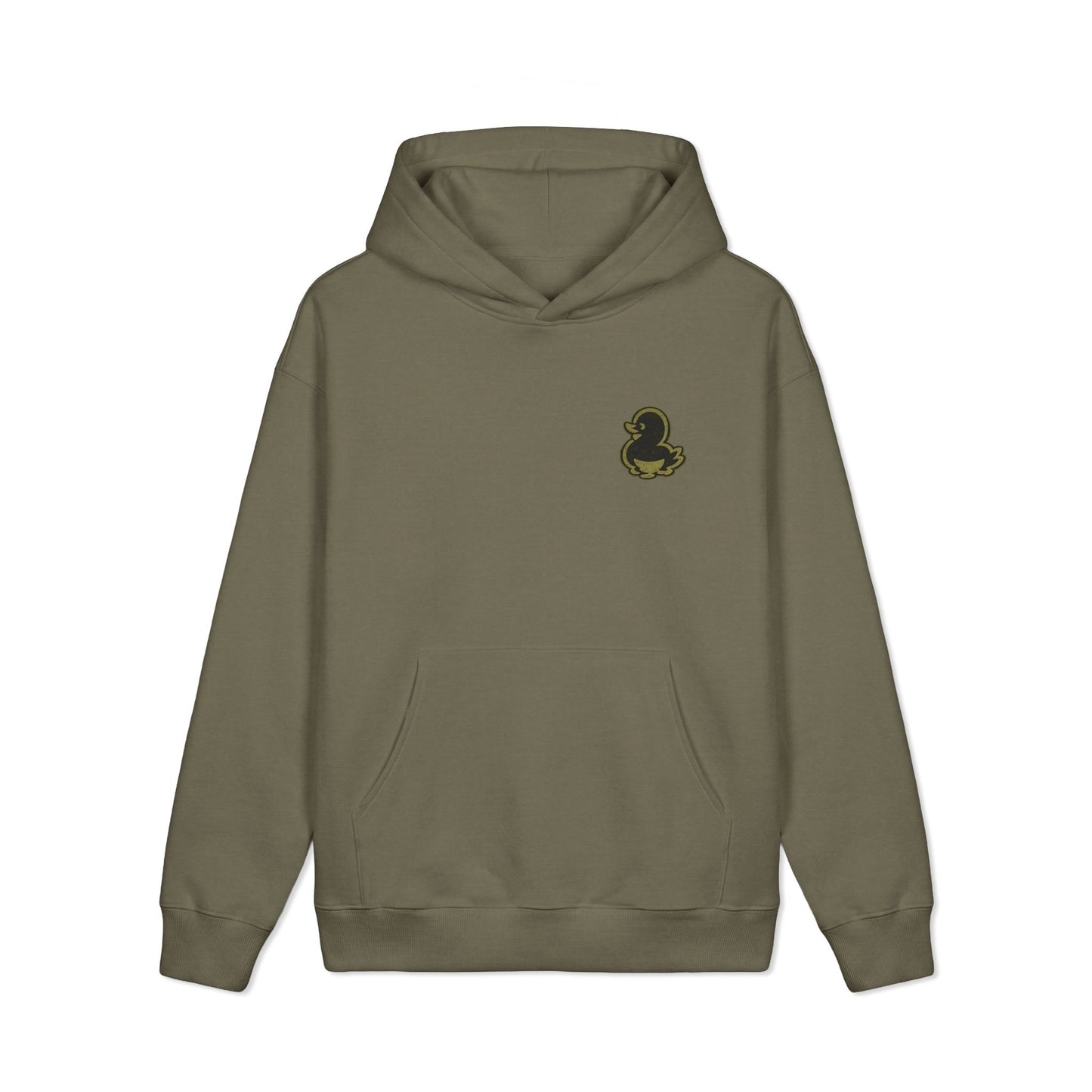 Graphic Hoodie — "Faquak! One Word All Feels." Retro Camo Script Back Print