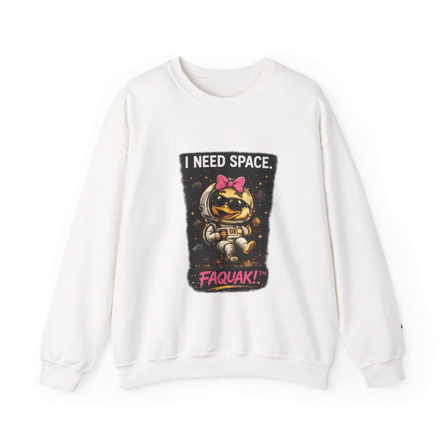 Need Space I Glide Crewneck Sweatshirt — Cute Skate Duck Graphic