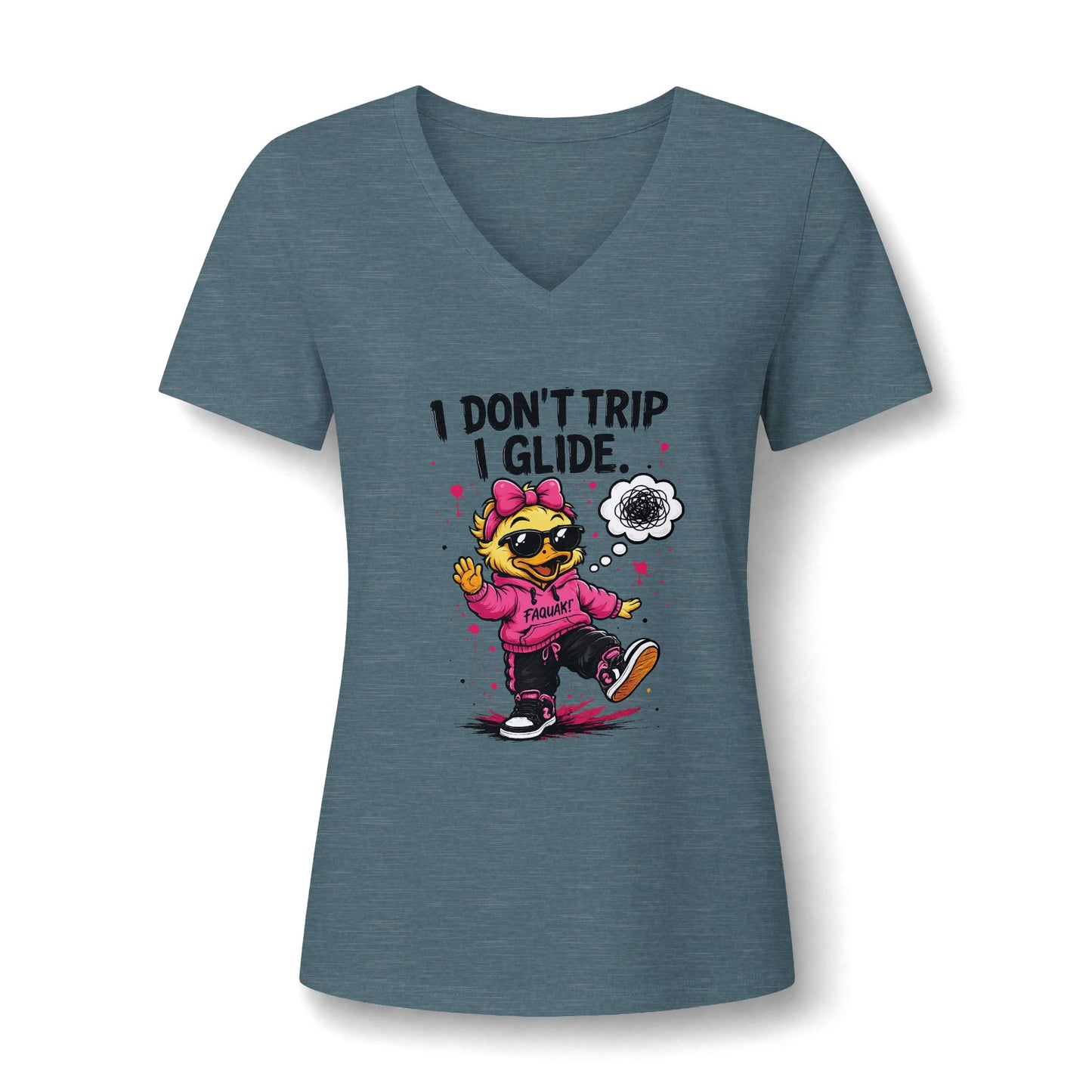 Faquak! Feeling's- Women's Relaxed Heather CVC V-Neck Tee