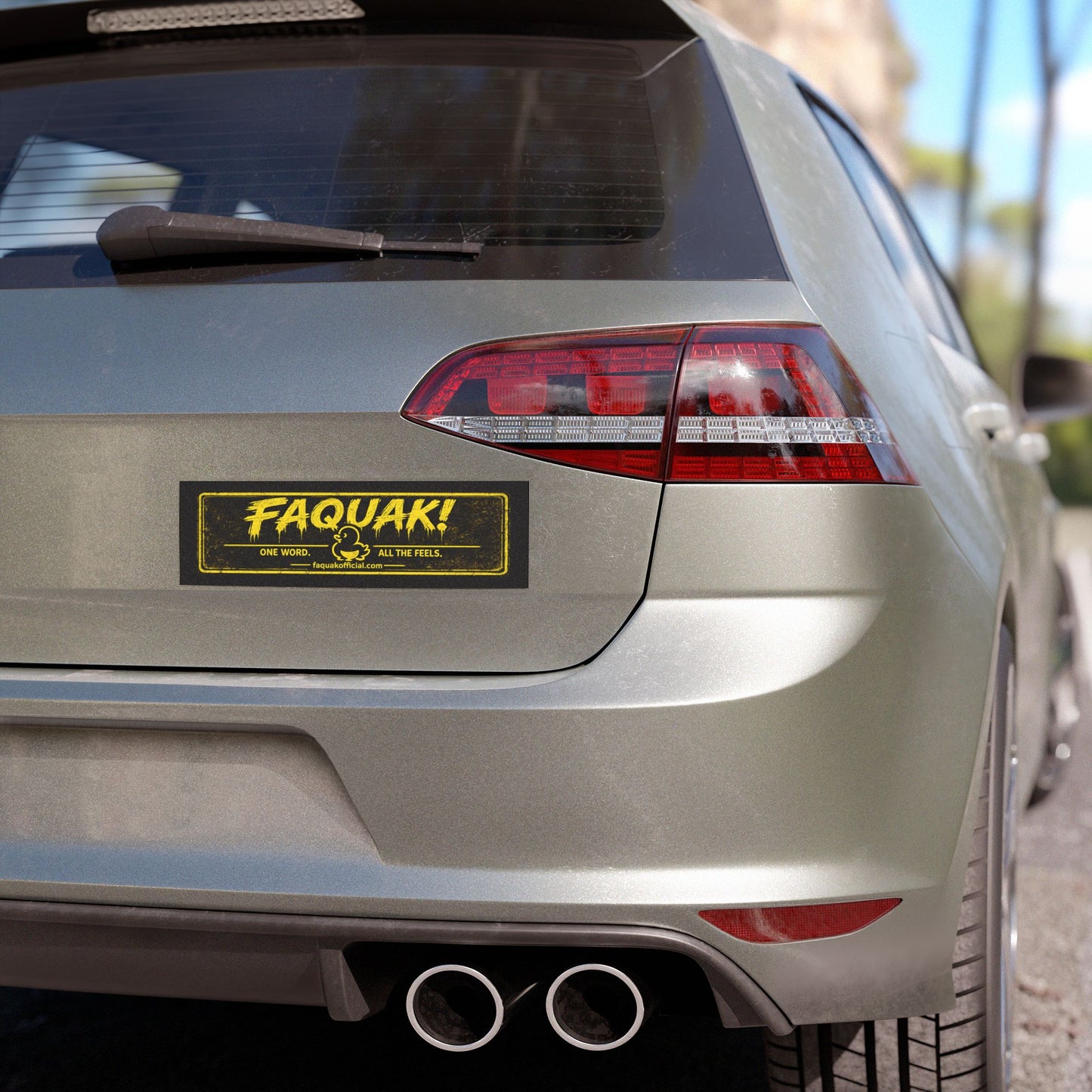 Car Magnet — "FAQUAK!" Vintage Yellow Logo Bumper Sticker Style