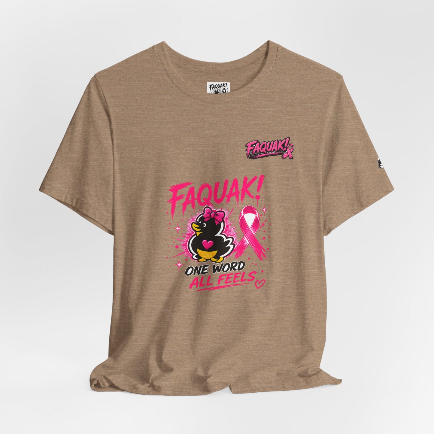 FAQUAK! Duck with Pink Ribbon T-Shirt | Breast Cancer Awareness Tee