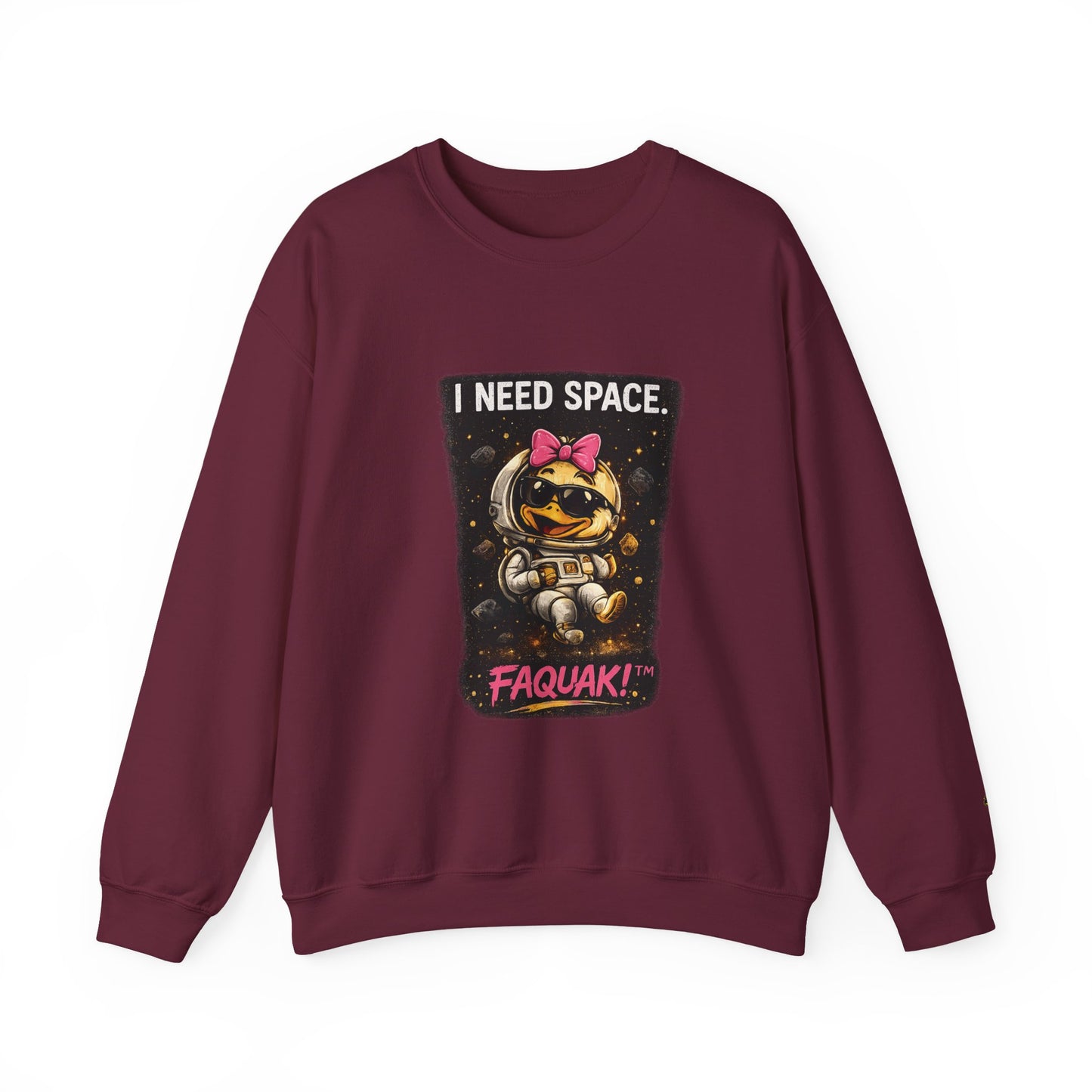 Need Space I Glide Crewneck Sweatshirt — Cute Skate Duck Graphic