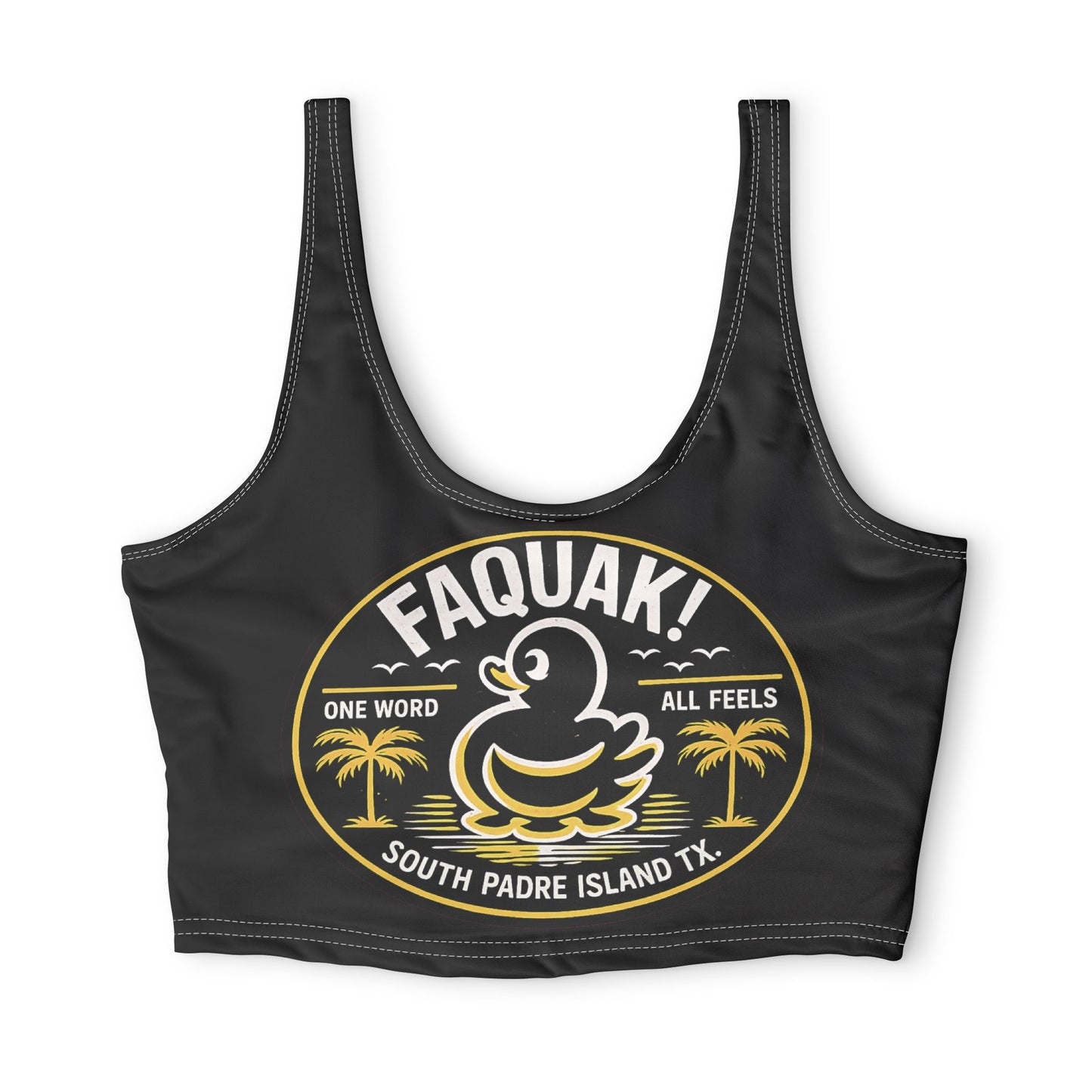 South Padre Island "FAQUAK!" Duck Sports Bra — Funny Beach Vacation Activewear