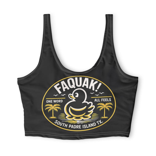 South Padre Island "FAQUAK!" Duck Sports Bra — Funny Beach Vacation Activewear
