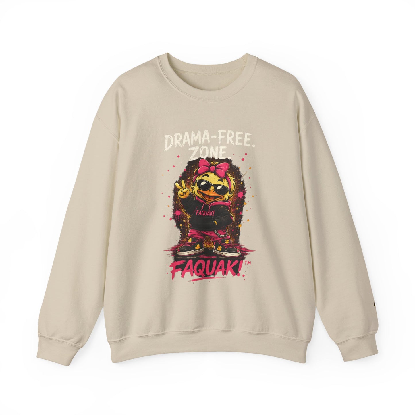 Drama-Free- Crewneck Sweatshirt — Cute Skate Duck Graphic