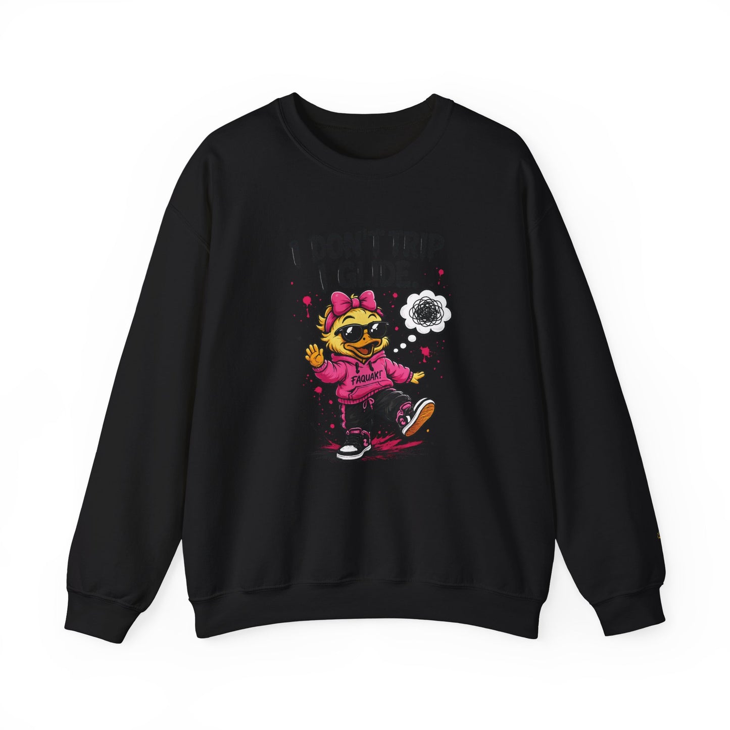 I Don’t Trip I Glide Crewneck Sweatshirt — Cute Skate Duck Graphic