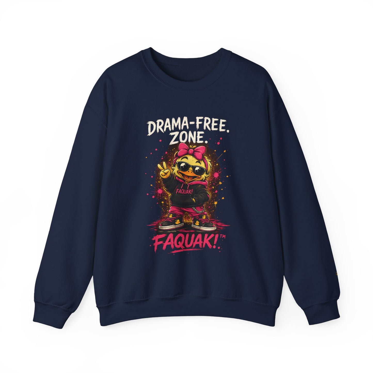 Drama-Free- Crewneck Sweatshirt — Cute Skate Duck Graphic