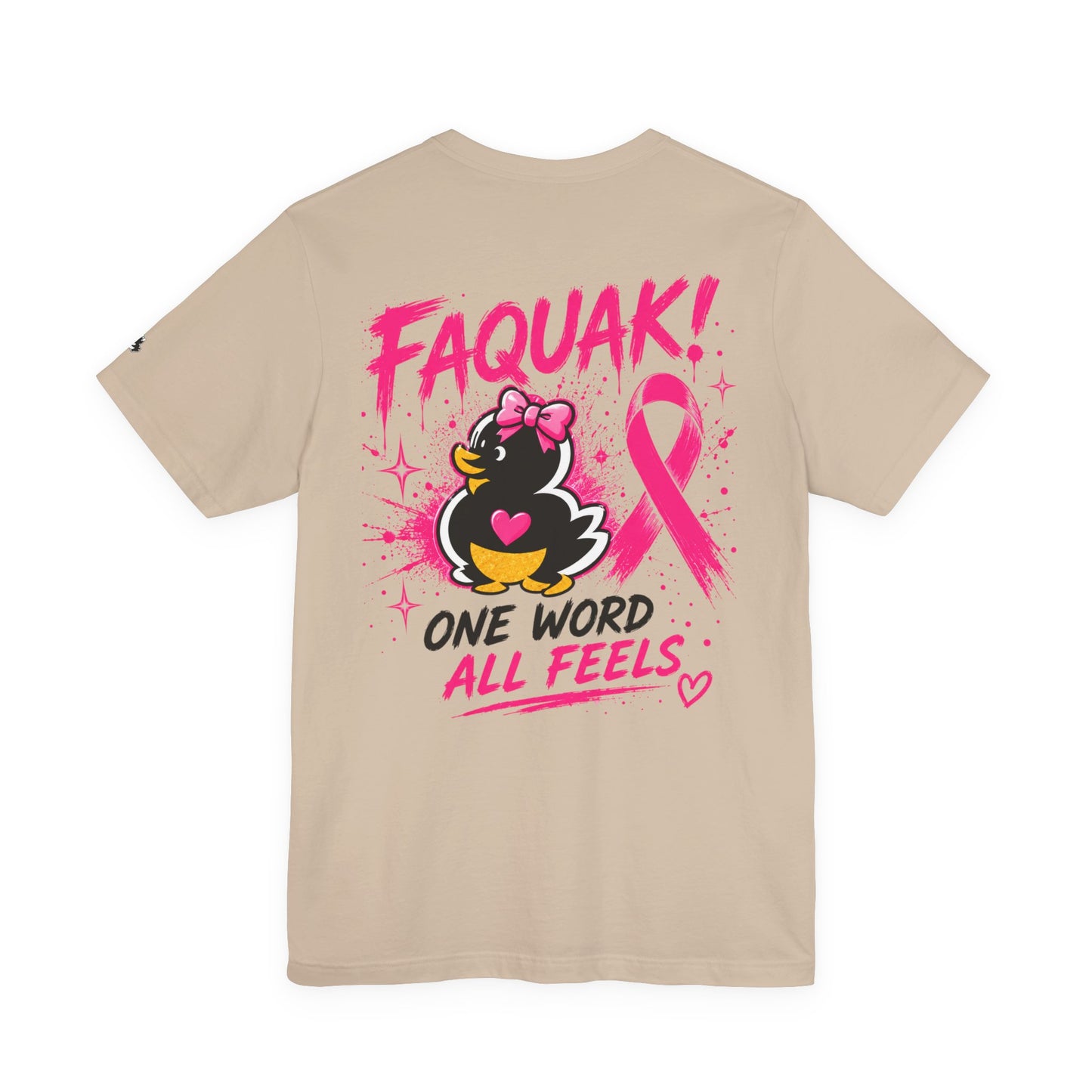 FAQUAK! Duck with Pink Ribbon T-Shirt | Breast Cancer Awareness Tee